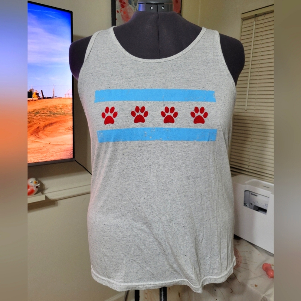Chicago Flag Dog Paws Tank Top